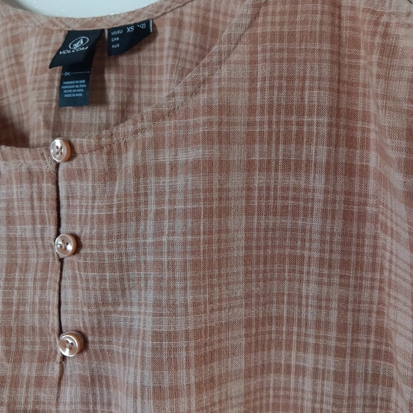 Volcom Beige/Brown small plad XS Tank - Picture 2 of 5